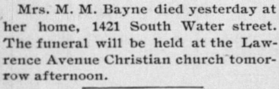 Mrs. M. M. Bayne died