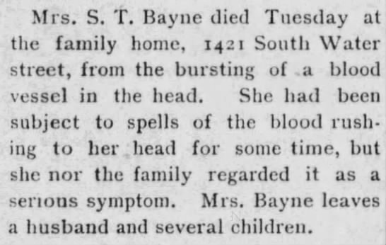 Mrs. S. T. Bayne died